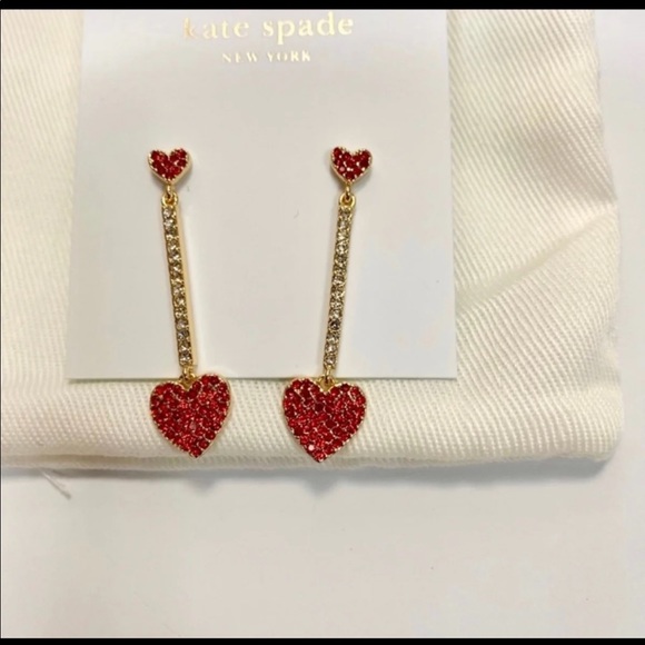 Kate Spade “Yours Truly” Pave Red Heart Crystal Earrings - Picture 5 of 5